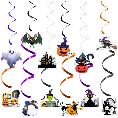 Butyeak Halloween Spiral Girlanden, 12 Stück Hängende Wirbel Dekorationen, Luftschlangen Dekoration, Girlande