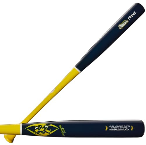 Louisville Slugger Unisex – Erwachsene Pro Prime Maple Baseball Bats Baseballschläger aus Holz, Gelb/Marineblau, 34