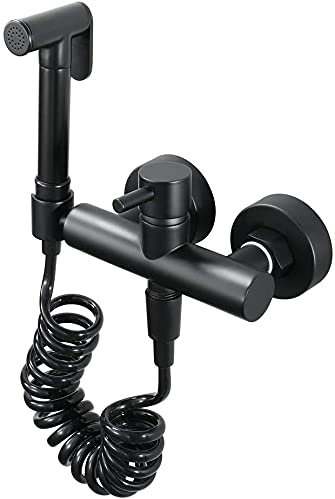 XUSHIQMG Bidet-Sprüher für heißes und kaltes Toilettenwasser, mattschwarzes Bidet-Dusche-Wand-Bidet-Wasserhahn-Set Bidet-Wasserhahn für Badezimmer-Duschkopf Selbstreinigendes Handsprüher-Set,B