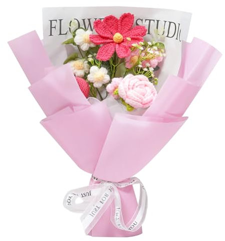 janeunique Gehäkelte Blumen – Handgemachter Blumenstrauß Künstlich, Blumen häkeln, Perfekt für Jubiläen, Abschlussfeiern, Muttertag, Valentinstag...