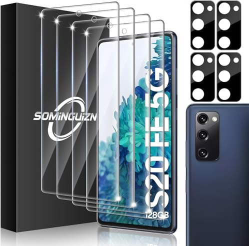 4+4er-Pack für Samsung Galaxy S20 FE 5G Displayschutzfolie & Kameraschutzfolie, 9H gehärtetes Glas für Mobiltelefone, Anti-Fingerabdruck-Kamerahülle (Galaxy S20 FE) | 9H Displayschutzfolie aus gehärtetem Glas