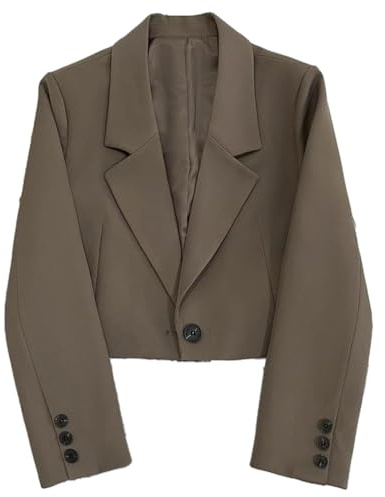 Kurzer Blazer – Kurzmantel Mit Knopf, Kurzer Blazer Für Damen, Lässige, Vorne Offene, Langärmlige Anzugjacke, Vorne Offene Blazerjacke Für Damen (Kaffee,XL)