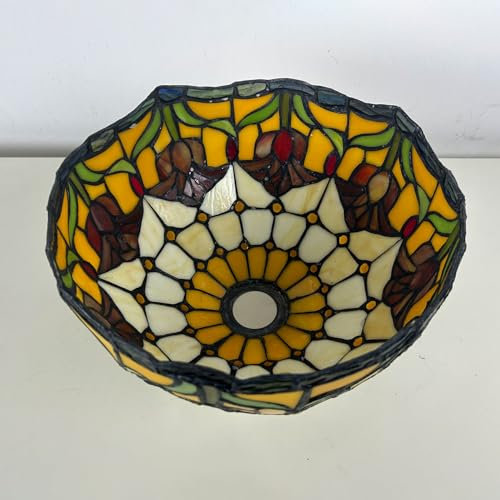 BOTOWI Tiffany Style Tulipe Abat-Jour de Remplacement Seulement W12H7 Abat-Jour en Verre teinté Couverture Florale pour Lampe de Sol arquée Lampe torchère Lampe de Chevet décoration intérieure,Orange