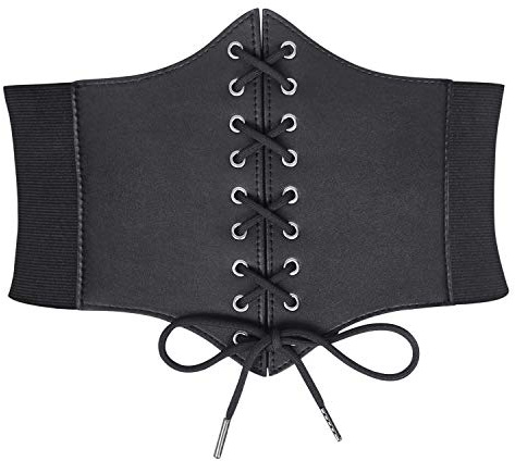 JASGOOD Ceinture Corset à Lacets en Cuir Large Élastique Style Rétro Waspie pour Halloween Steampunk, Medievale et Pirate