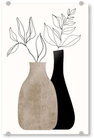 artboxONE Acrylglasbild 75x50 cm Floral Gris En Gris Bild hinter Acrylglas - Bild vase abstrakt Blumen