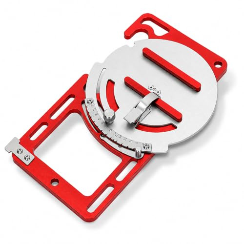 Culnflun Quadratische Verstellbare Führungsschiene, elektrische führungsschiene Sägeschienenschiene aus Metall Edelstahl 0 Bis 60°Beliebig Einstellbar für Holzbearbeitungskreissäge Rot/Silber