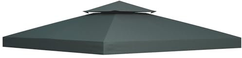 Outsunny 3 x 3(m) Gazebo Canopy Replacement Cover 2-Tier Roof Top Spare Part Charcoal Grey (TOP COVER ONLY)