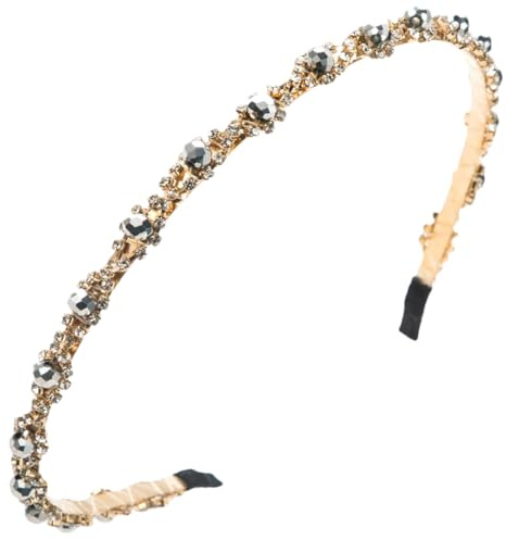Haarreif für Damen, mit Perlen, Strass, metallisch, Kette, Brautschmuck, Hochzeitshaarschmuck, Silber