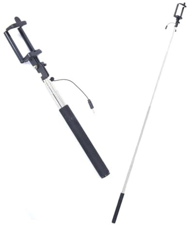 PARENCE.- Set di 2 selfie stick universali per smartphone - pulsante spina fotografica - spina jack - fino a 1 metro di lunghezza aperto, colore casuale - 2 pezzi
