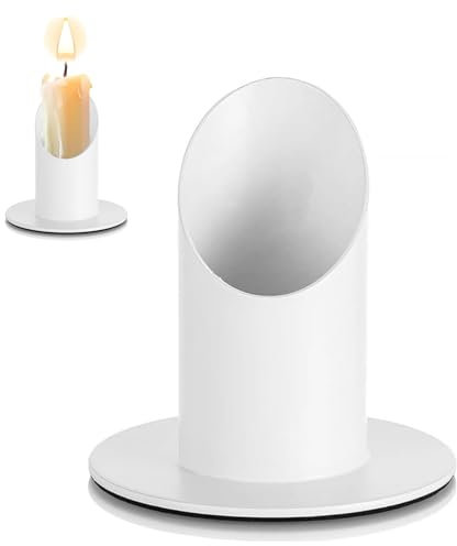 Norhogo Portacandele in metallo, 4 cm, colore bianco, con spina, per battesimo e altre occasioni speciali