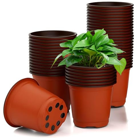 blmdz 20Pcs Plastic Plant Pots 15cm Vlastic Plant Nursery Pots,Seed Starting Pot Flower Plant Container for Seedlings, Cuttings, Transplanting,Vegetables,Flowers,Herbs,Cuttings, Succulent (20, 15cm)