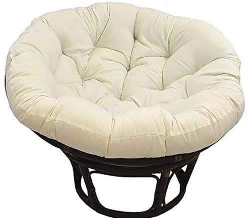 Generisch Hängesessel Kissen Outdoor Rund,Polster, 10cm Dicke Auflage Für Baumwoll Hängeschaukel, Premium Papasansessel Kissen Sitzkissen, Eierstuhl, Rattansessel Sitzpolster,Cream,120cm