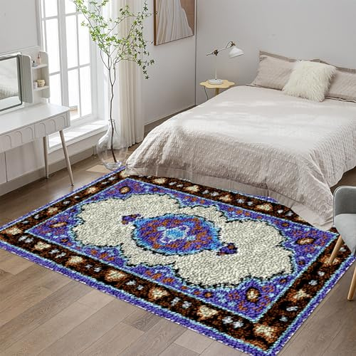 Tehocwiz 38x52 cm Knüpfteppich Zum Selber Knüpfen Großer, Knüpfen Set, Teppich Knüpfen Set Erwachsene, Knüpfset Latch Hook Kit Handarbeiten Anfänger Teppich Making Kit zum Selber Knüpfen Teppiche