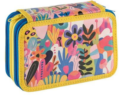 Favorit Pennfodral, 3 fack, skolmaterial med brevpapper, 20 x 13 x 7,5 cm, ART gul