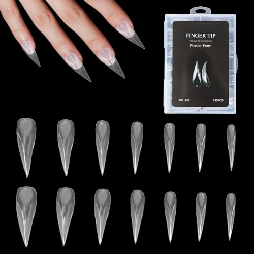lasuroa 140st Poly Extension Gel Nagelformar, 14 Storlekar Genomskinliga Eagle Claw Nagelformar Återanvändbara Hawk Curve Nagelbyggare för Halloween Manikyr Konst Design Salong DIY