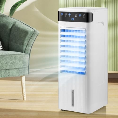 Aire acondicionado portátil 3 en 1, enfriador de aire evaporativo con control remoto, tanque de agua grande de 5 litros, paquetes de hielo, 3 velocidades, temporizador de 12 horas, ventilador de