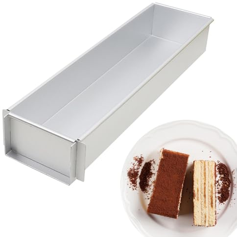 Stampo rettangolare per torte | 15,74 x 3,93 x 2,36 pollici in lega di alluminio antiaderente – Pirofila rettangolare per matrimoni, compleanni, torte in chiffon