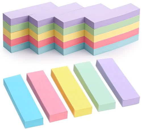 Vyuwast 2000 Stück Haftnotizen Klein, 76x20mm Sticky Notes 4 Set (5 Farben) | Bunte Selbstklebende Notizblöcke als Book Tabs zum Markieren für Büro, Zuhause & Schule