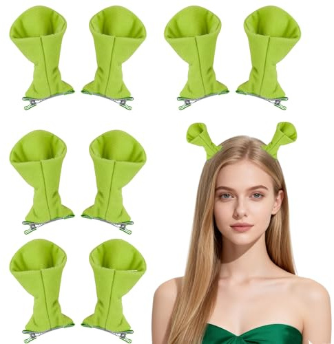 Hifot Monster Ohren Haarspangen Damen Herren Grüne Haarspangen Monster Grün Oger Kostüm-Zubehör Haarschmuck Haarreif Fasching Karneval Erwachsene Kinder Cosplay Accessoires