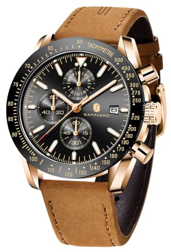BENYAR By, orologio analogico al quarzo, impermeabile, 50 m, classico, in pelle, casual, elegante, da lavoro e da lavoro, da uomo