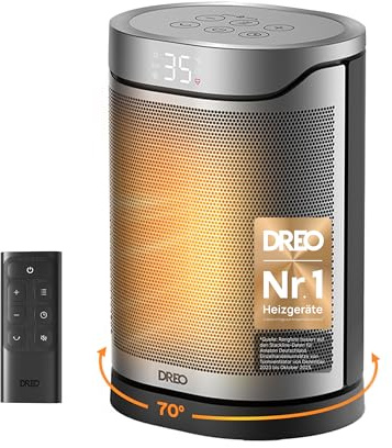 DREO Keramikheizung 318,1500 W, elektrische Heizungen für Schlafzimmer,freistehend,Überhitzungs-und Kippschutz,einstellbarer Thermostat, Kindersicherung, Energieeinsparung 40%,leise,12-Stunden-Timer
