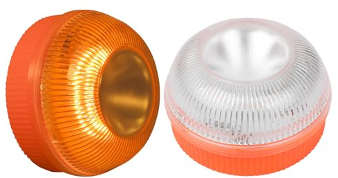 Yuanjoy 2 Stück V16 Warnleuchte, magnetischer Sockel, 360° LED-Notfallleuchte für Autos und Motorräder, Blinkmodus, Gelb, Dauerlicht, Weiß