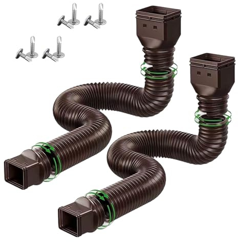 Einstellbare Fallrohrverlängerung flexiblem Wellrohr als effizienter Wasserauslauf für Ihre Außenrinnen Regenwasserableitung (Brown, 152cm)