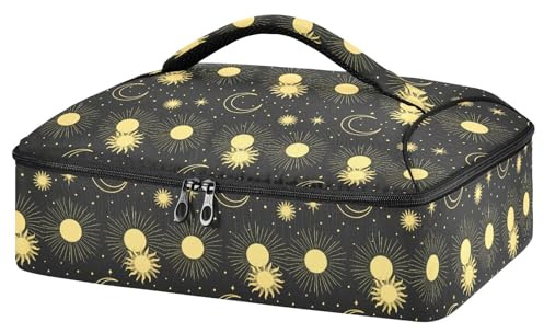 JUMBEAR Moon and Sun Insulated Casserole Carrier for Hot or Cold Food, Lasagna Holder Tote for Potluck Parties, Picnic, Beach, Fits 9x13 Baking Dish