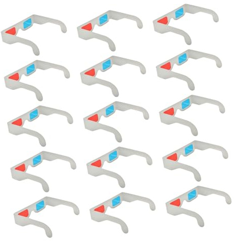 STOBAZA Gafas 3D Anáglifo Cartón 50 Unidades Rojo y Azul para Adultos y en Cine y Teatro