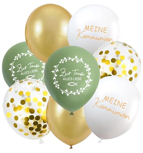 Ovanda Taufe Deko Luftballons Kommunion 24 Stück Latex Ballons Luftballons Kommunions, Kommunion Deko Luftballon Konfirmation Taufe, Meine Konfirmations Ballon, Erstkommunion deko