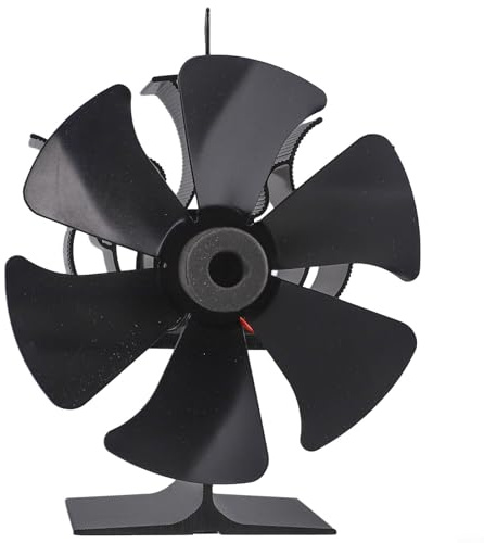 HEIBTENY 6-Blade Stove Fan For Fireplace Heat Powered Silent Furnace Fan With Aluminum Blades Wood Burner Fan Distributes Warm Air Efficiently Black