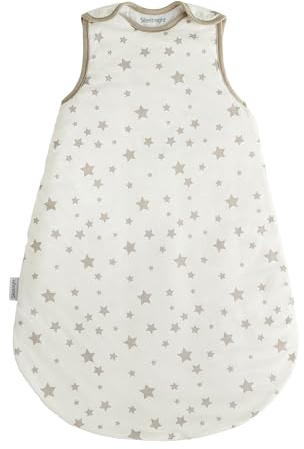 Silentnight Safe Nights Baby Sleep Bag 2.5 Tog Winter - Swaddle Wearable Blanket Sleeveless for 6-18 Months Breathable Soft Touch Cotton Jersey - 6-18 Months - Grey Stars