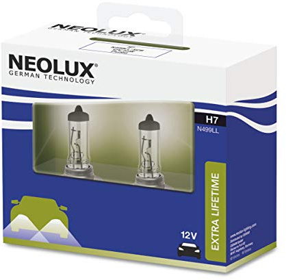 NEOLUX Extra Lifetime H7 Halogen-Scheinwerfer, N499LL-2SCB, 12 V, 55 W, Softcover-Box (2 Glühbirnen)