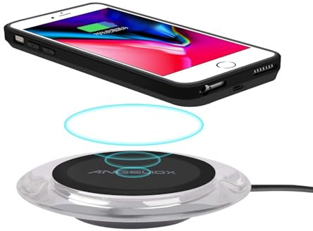 ANGELIOX Wireless Charger,Qi Wireless Charging Receiver Case for iPhone 7/6/6S(4.7 No Battery),10W Fast Wireless Charging Pad Compatible with Galaxy Note 9/8/S9/S9+, iPhone Xs Max/XS/X/8