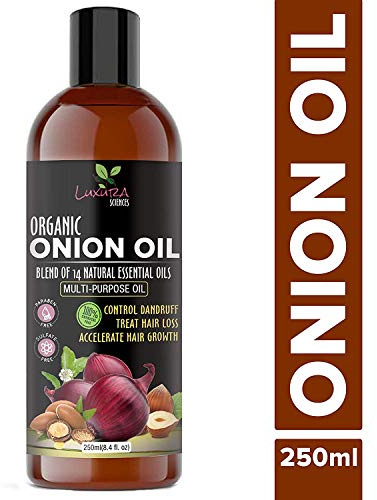 Zwiebelhaaröl von Luxura Sciences, mit 14 ätherischen Ölen, 100 % reines und natürliches Haaröl, 250 ml