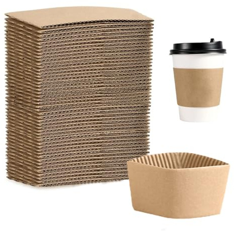EchoDone 8 oz Disposable Coffee Cup Sleeves for Hot Drinks Paper Corrugated Cup Jackets 200 Count (Without Cups)