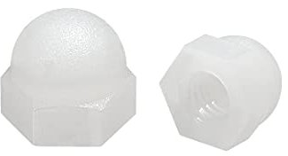 sourcing map 20stk. M4 Hutmutter, Hex Eichel Kuppelmuttern für Schrauben Bolzen Nylon Weiß