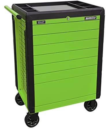 Sealey 7 Drawer Push-To-Open Rollcab/Tool Chest on Wheels - Green - APPD7G