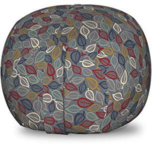 Ambesonne Autumn Storage Toy Bag Chair, Bunch of Various Colored Faded Leaves Deciduous Trees Fall Season Plants Foliage Art, Stuffed Animal Organizer Washable Bag, Small Size, Multicolor