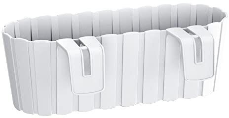 Prosperplast Boardee Hook Flower Box Balcony Flower Pot Planter 4.9 L 383 x 212 x 130 mm (White)