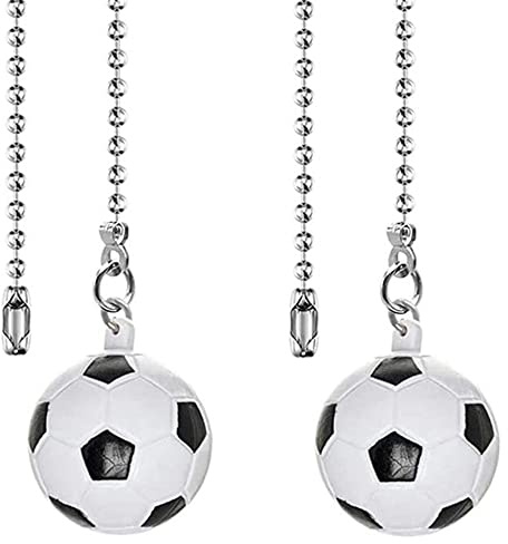 Ceiling Fan Pull Chain 12 inch Pull Chain Extension Fan Chain Extender Ceiling Fan Pulls Ornament with Ball Fan Chain Connector for Lighting Fans, 2 PACK (SOCCER BALL)