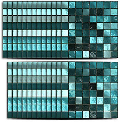 Hiser 25 Stück Küchenrückwand Fliesenaufkleber, Klassisch Mosaik Stil Wasserdicht Ölfest Stickerfliesen Marmor Deko Selbstklebende für Badezimmer Wohnzimmer Dekoration (Grün,15 x 15 cm)