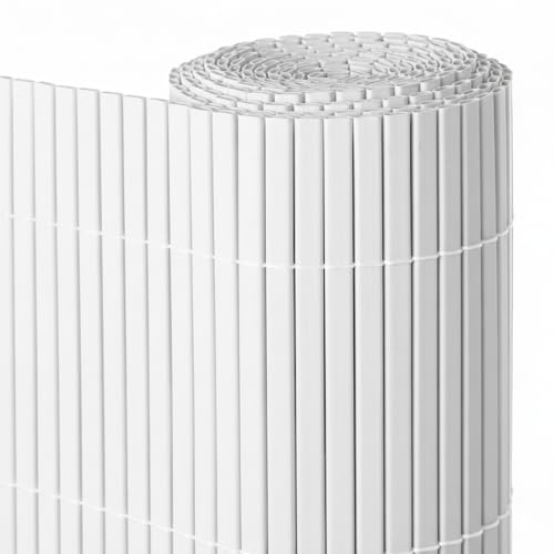 LOLAhome Cañizo Blanco PVC 1 x 300 x 150 cm | Resistente 1. 200 gr y m2, Decorativo y fácil Instalación. Alta Privacidad y Ocultación para Valla, Jardin, Balcón o Terraza