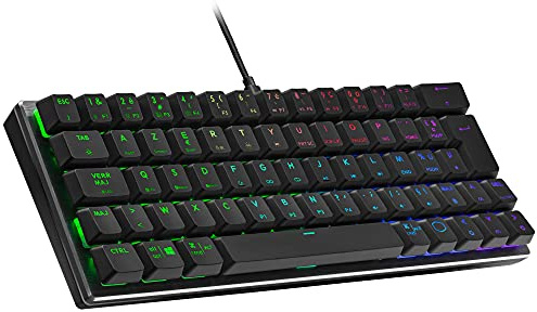 Cooler Master SK620 USB-A Clavier Gaming, Configuration Compacte 60%, Switches Mécaniques Low-Profile, Rétroéclairage RGB par Touche, Commandes à la Volée, Compatible macOS/Windows, AZERTY FR, Gris