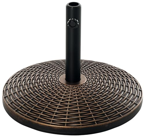 Outsunny Base per Ombrellone Rotonda Supporto Pali 35/38/48mm Bronzo | Basamento da 25kg, in Plastica Effetto Rattan