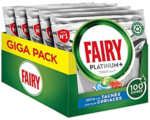 Fairy Platinum+ All-in-1 Spülmaschinentabs, 100 Tabs, frische Brise, trotzt hartnäckigen Flecken