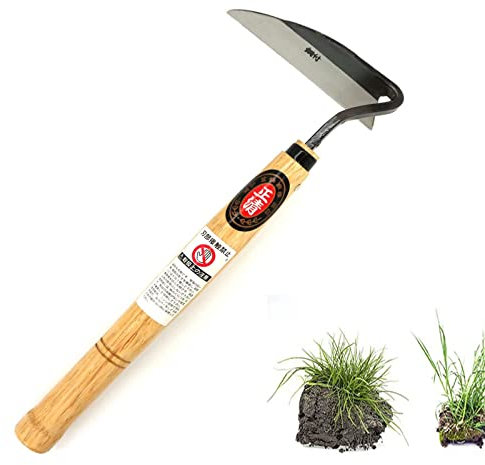Elegital Kana Hoe 217 Japanese Garden Tool - Hand Hoe/Sickle is Perfect for Weeding and Cultivating. The Blade Edge is Very Sharp.Right-Handed