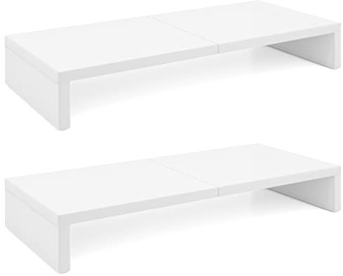 TEAMIX 2 Stück weißer Monitorständer Riser,20 Zoll, Holz-Monitorständer für Schreibtisch, TV/Bildschirm/PC/Drucker/Laptop-Erhöhung, Desktop-Ständer, Monitorerhöhung