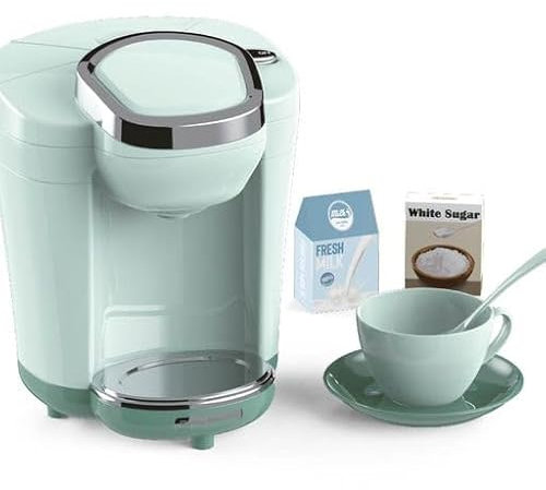 DQTOYS Cafetière à Capsules Bleue avec lumières et Sons