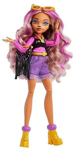 Mattel Monster High 2022 Day Out – MTHKY72 – Puppe mit Gelenken, 25 cm, Motiv: Clawdeen Wolf, Violett